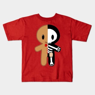 Gingerbread Man Skeleton with Ostomy Bag (Red) Kids T-Shirt